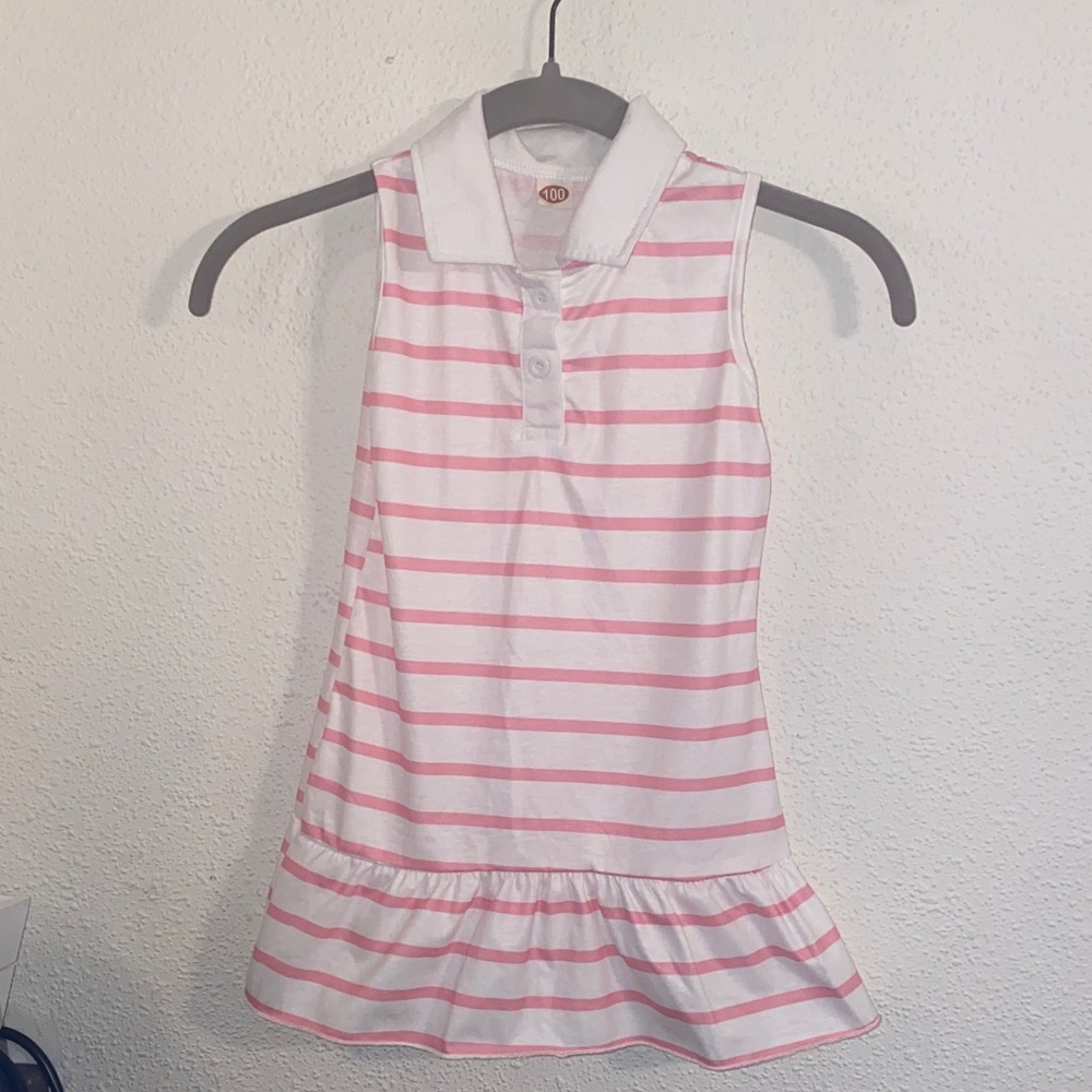 Pink Striped Sleeveless Kids Dress